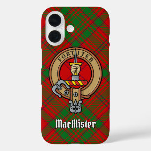 Coques iPhone 16 Clan MacAlister Crest sur Glenbarr Tartan