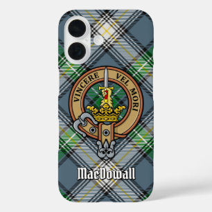 Coques iPhone 16 Clan MacDowall Crest sur Tartan