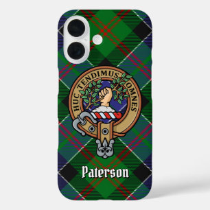 Coques iPhone 16 Clan Paterson Crest sur Tartan