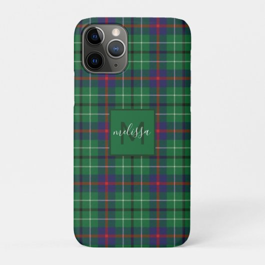 Coques Case-Mate iPhone Clan Plaid Duncan Tartan Monogramme personnalisé (Dos)