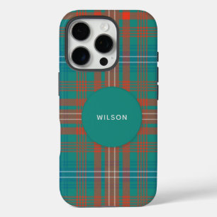 Coques iPhone 16 Pro Clan Plaid Wilson Turquoise Rustique Tartan