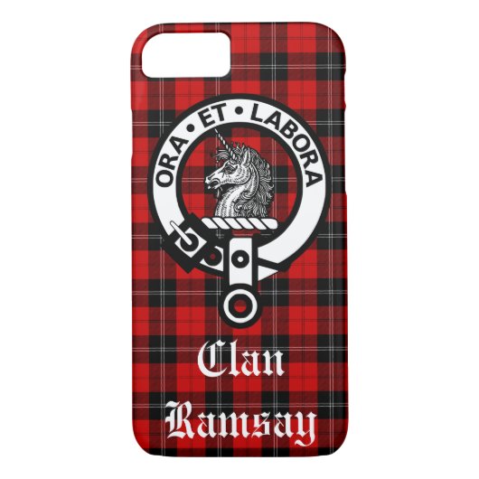 Coques Case-Mate iPhone Clan Ramsay Crest Badge et Tartan personnalisable (Dos)