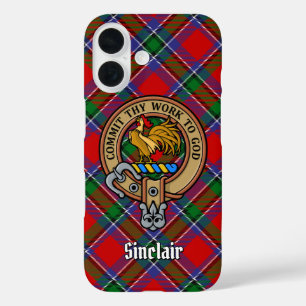 Coques iPhone 16 Clan Sinclair Crest sur Tartan