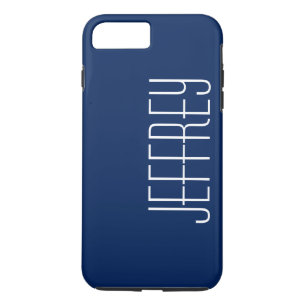 Coques Pour iPhone Classé Sharp Dark Blue & White, Nom Jumbo personna
