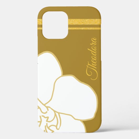 Coques Case-Mate iPhone Classic Blanc Or Flower Elegant Golden Backgaund (Verso)