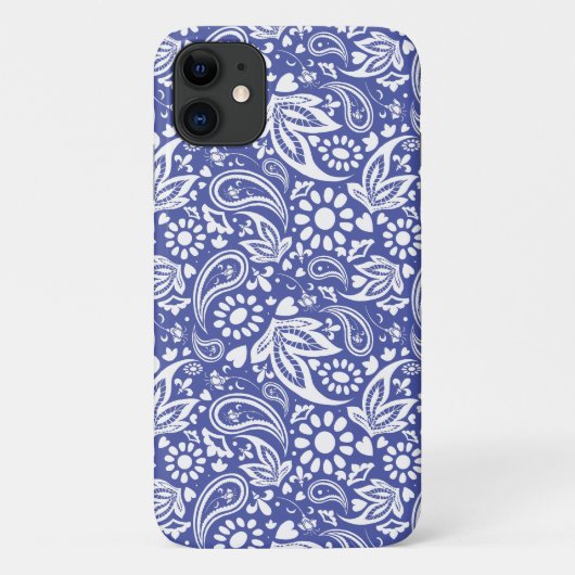 Coques Case-Mate iPhone Classic Bleu Blanc Boho Paisley Motif (Dos)