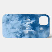 Coques Case-Mate iPhone Classic Blue Stars motif Moderne Monogramme Nom (Verso (horizontal))
