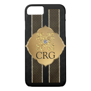 Case-Mate iPhone Case Classic Chic Gold Black Bling Monogram