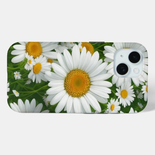 Coques Case-Mate iPhone Classic marguerite motif blanc champs fleuris verd (Verso (horizontal))