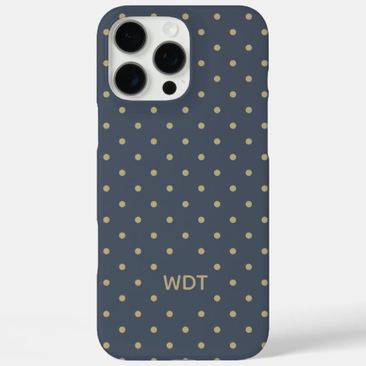Coques Case-Mate iPhone Classic Navy Blue Custom Monogram Polka Dot  (Verso)