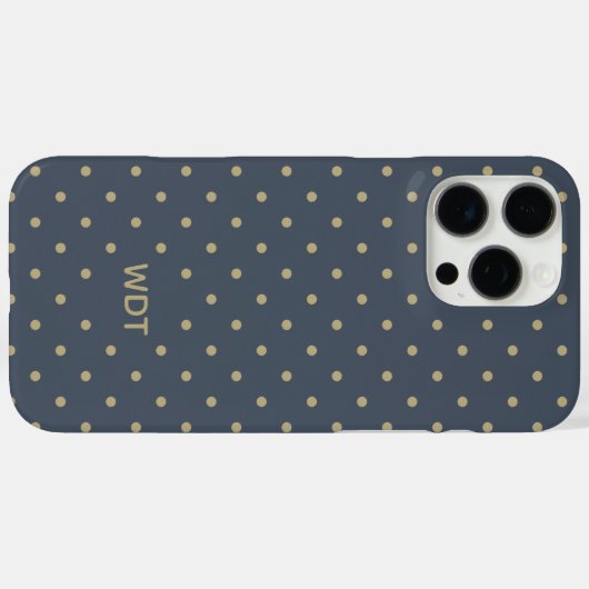 Coques Case-Mate iPhone Classic Navy Blue Custom Monogram Polka Dot (Verso (horizontal))