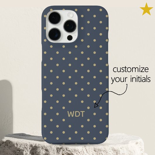 Coques Case-Mate iPhone Classic Navy Blue Custom Monogram Polka Dot