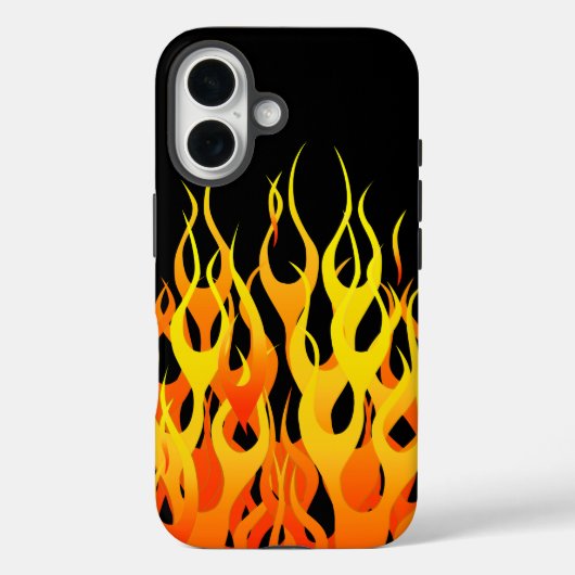 Coques Case-Mate iPhone Classic Racing Flames Pin Stripes sur Noir (Verso)