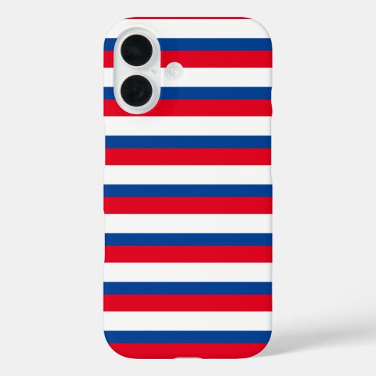 Coques Case-Mate iPhone Classic rouge, blanc et bleu rayé (Verso)