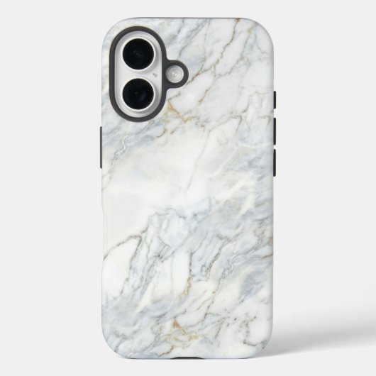 Coques Case-Mate iPhone Classic White Marble & Gold Veins Case | iPhone 16 (Verso)
