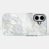 Coques Case-Mate iPhone Classic White Marble & Gold Veins Case | iPhone 16 (Verso (horizontal))