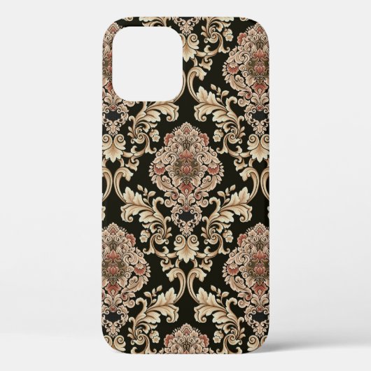 Coques Case-Mate iPhone classique damask jacquard motif avec cadre abstrai (Verso)