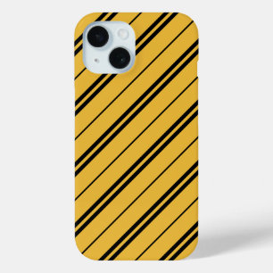 Coque Pour iPhone 15 Classique Jaune Noir Stripes Motif