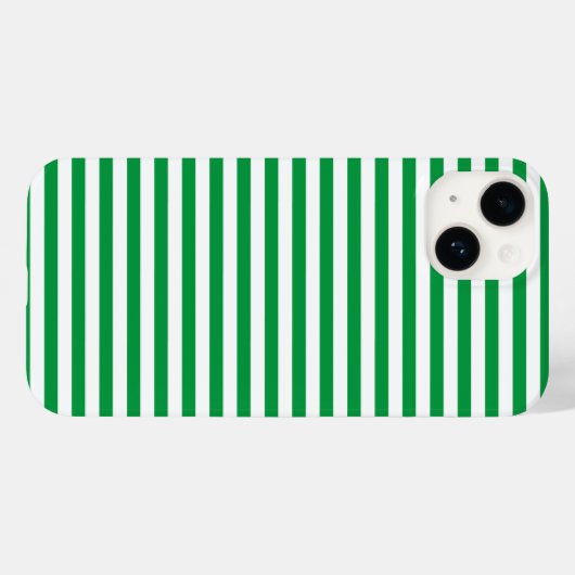 Coques Case-Mate iPhone Classique moderne vert et blanc rayé (Verso (horizontal))