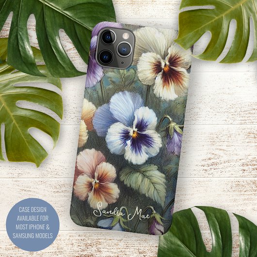Coques Case-Mate iPhone Classy Chic Pansies Beaux Art Botanique Peinture