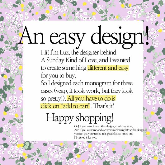 Coques Case-Mate iPhone Classy Pretty MONOGRAM A LILAC FLEURS