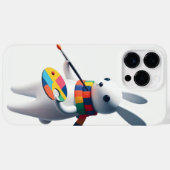 Coques Case-Mate iPhone Claude le lapin blanc joyeux peintre (Verso (horizontal))