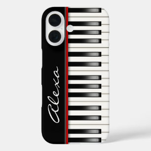 Coques iPhone 16 Clavier de piano avec nom personnalisé