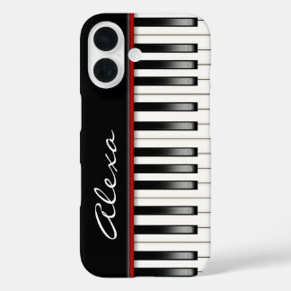 Coques iPhone 16 Clavier de piano avec nom personnalisé