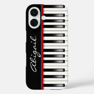 Coques iPhone 16 Clavier de piano avec nom personnalisé