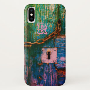 Etui iPhone Case-Mate Clavier en bois peint rustique chaîne bleu rose ve