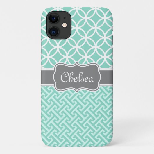 Coques Case-Mate iPhone Clé grecque et Motif circulaire Nom gris (Dos)