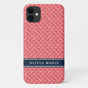 Case-Mate iPhone Case Clé grecque Motif rose blanc gris avec nom