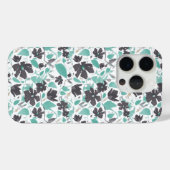 Coques Case-Mate iPhone Clematis Turquoise aquarelle motif floral (Verso (horizontal))