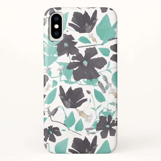 Coques Case-Mate iPhone Clematis Turquoise aquarelle motif floral