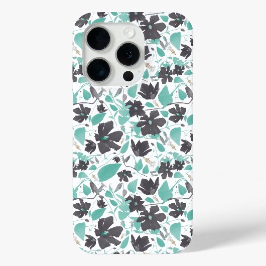 Coques Case-Mate iPhone Clematis Turquoise aquarelle motif floral