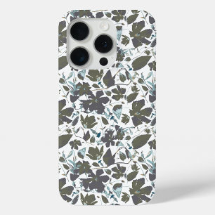 Coque iPhone 15 Pro Clematis Vin Aquarelle Vert Bleu Floral