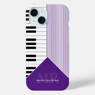 Coque Pour iPhone 15 Clés de piano classiques   royal violet