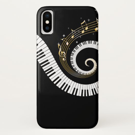 Coques Case-Mate iPhone Clés de piano et notes de musique d'or (Dos)