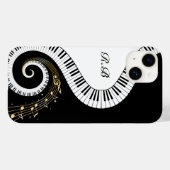 Coques Case-Mate iPhone Clés de piano monogramme et notes musicales Galaxi (Verso (horizontal))