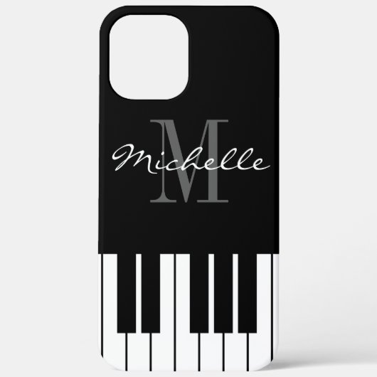 Coques Case-Mate iPhone Clés de piano noir et blanc monogramme iPhone 12 c (Verso)