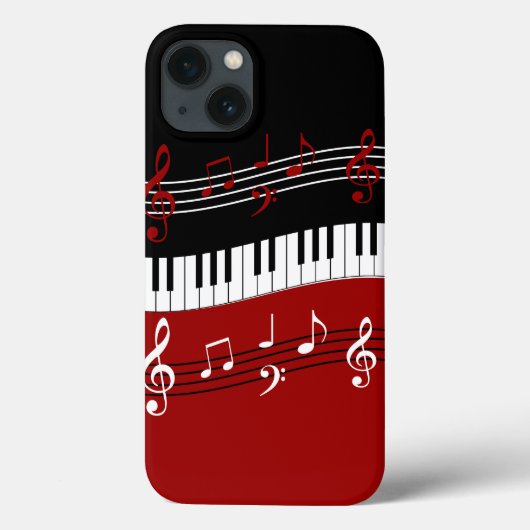 Coques Case-Mate iPhone Clés et notes de piano noir rouge élégant (Verso)