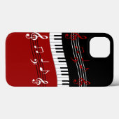 Coques Case-Mate iPhone Clés et notes de piano noir rouge élégant (Verso (horizontal))
