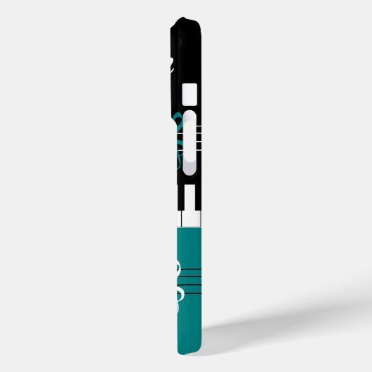 Coques Case-Mate iPhone Clés et notes de piano Turquoise noir blanc (Verso / Gauche)