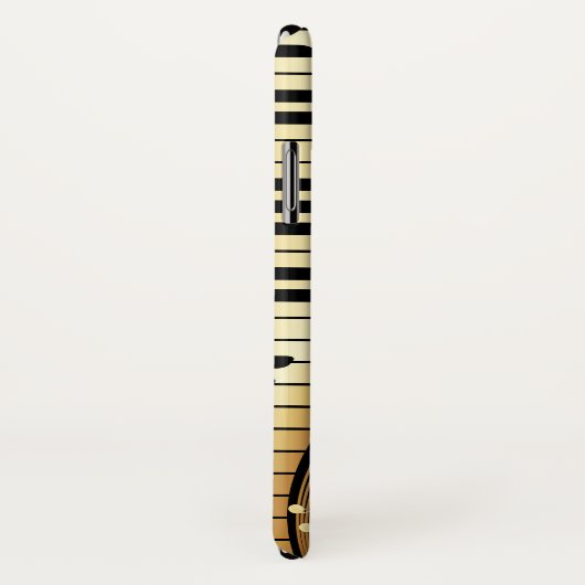 Coques Case-Mate iPhone Clés Monogram Gold Et Black Music (Dos/Droite)