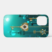 Coques Case-Mate iPhone Clés squelette antiques sur fond vert (Verso (horizontal))