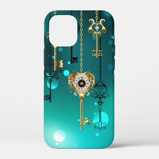 Coques Case-Mate iPhone Clés squelette antiques sur fond vert (Verso)