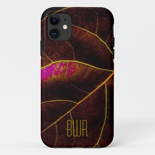 Coques Case-Mate iPhone Closeuse feuille en Bourgogne (Dos)