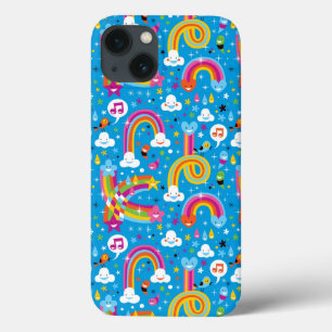 iPhone 13 Coque clouds rainbows rain drops hearts pattern