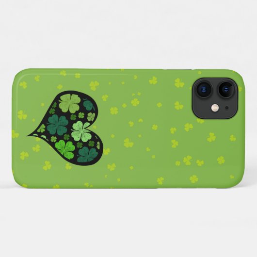 Coques Case-Mate iPhone Clovers verts, Saint Patrick's Day, Coeur (Dos (Horizontal))