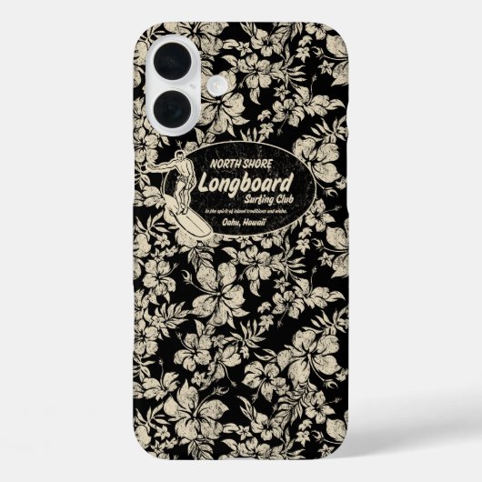 Coques Case-Mate iPhone Club Surf Hibiscus Hawaiian Black (Verso)